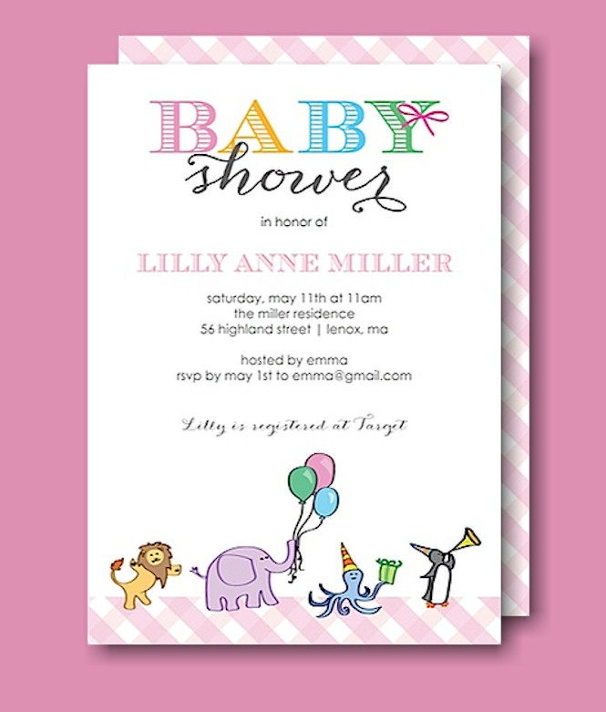 Animal Parade Pink Baby Shower Invitation