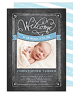 Baby Welcome Calligraphy Blue Birth Announcement