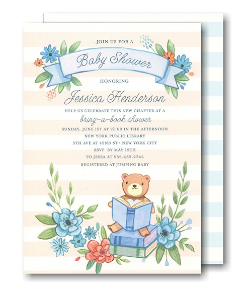 Book in Blue Baby Shower Invitation