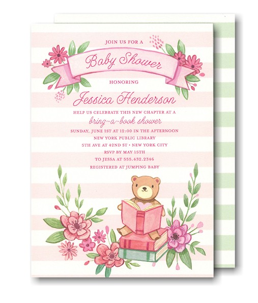 Book in Pink Baby Shower Invitation