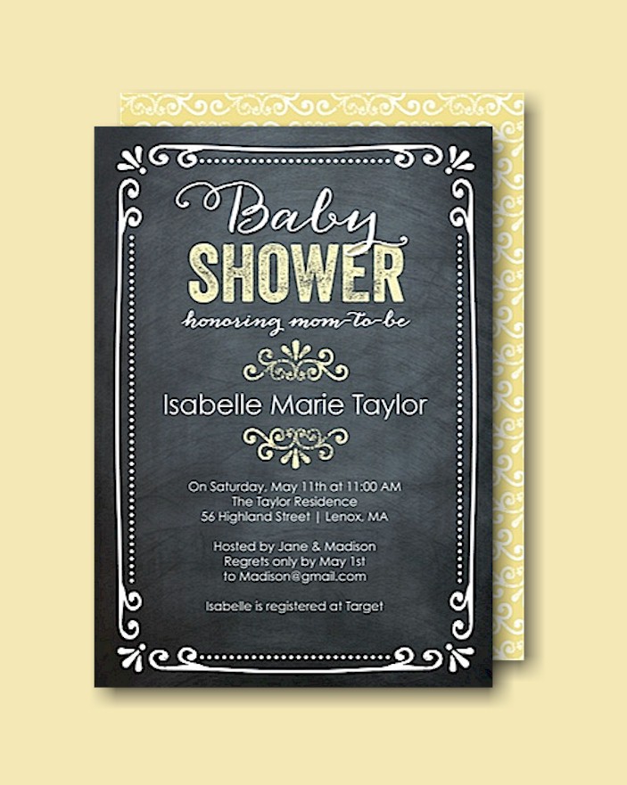 Chalkboard Baby Yellow Baby Shower Invitation