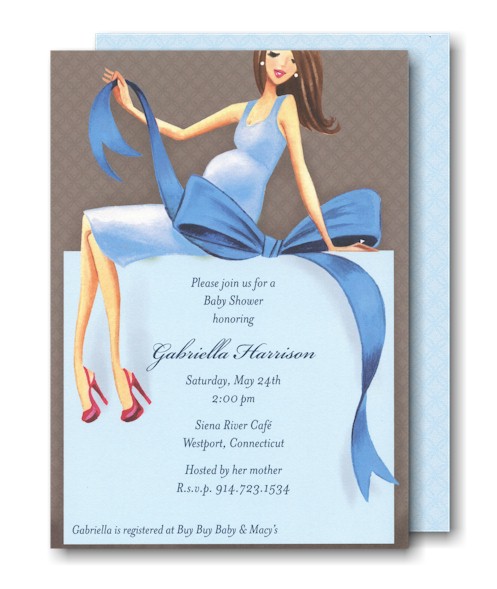 Expecting a Big Gift Blue/Brunette Invitation
