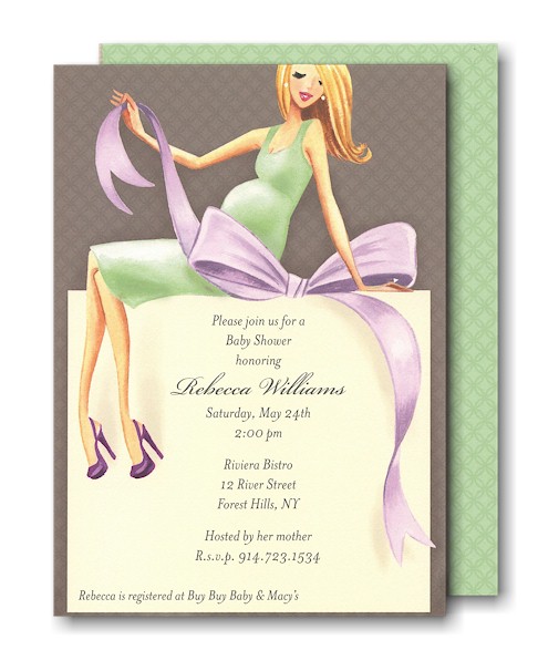 Expecting a Big Gift Green/Blonde Invitation