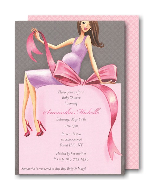 Expecting a Big Gift Pink/Brunette Invitation