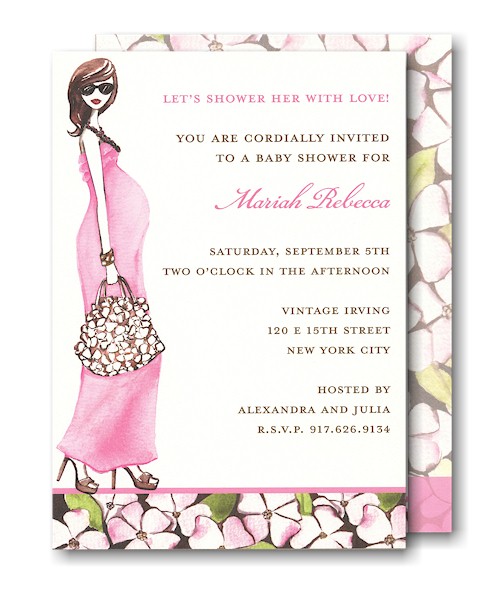 Fashionable Mom Pink/Brunette Shower Invitation