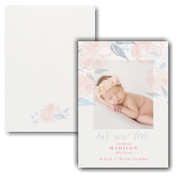 Floral Baby Photo Birth Announcement
