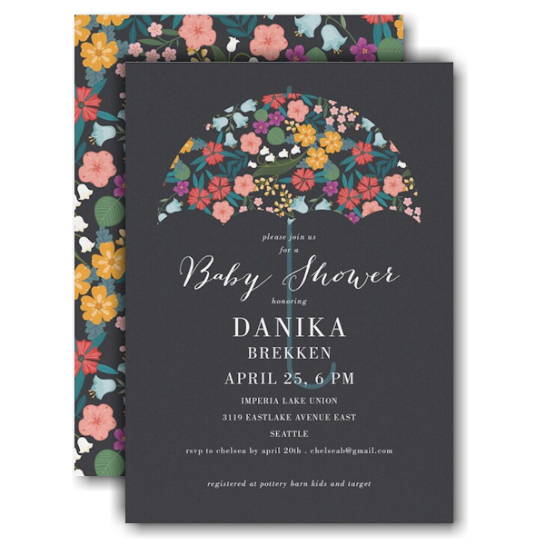 Floral Umbrella Baby Shower Invitation