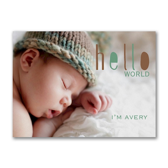 Hello World Photo Birth Announcement