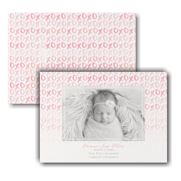 Hugs and Kisses Photo Birth Announcement