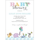 Animal Parade Blue Baby Shower Invitation