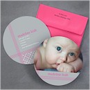 Baby Cuteness in Pink Birth Announcement