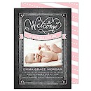 Baby Welcome Calligraphy Pink Birth Announcement