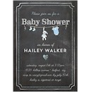 Bunny Chalkboard Blue Baby Shower Invitation