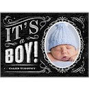 Chalkboard Boy Photo Birth Announcement
