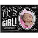 Chalkboard Girl Photo Birth Announcement