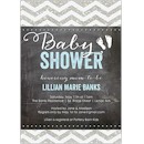 Chevron Glitter Blue Baby Shower Invitation
