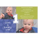 First Birthday Blue Photo Birthday Invitation