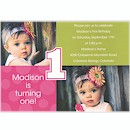First Birthday Pink Photo Birthday Invitation