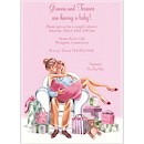 Kisses for Baby Pink/Brunette Baby Shower Invite
