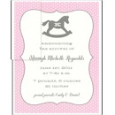 Rocky Horse Pink Dots Photo Birth Announcement