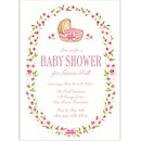Wildflower Bassinet in Pink Baby Shower Invitation