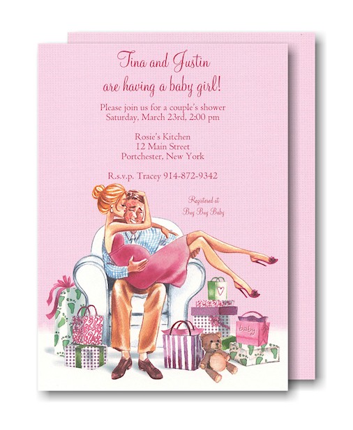 Kisses for Baby Pink/Blonde Baby Shower Invite
