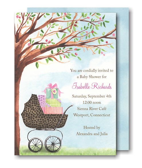 Leopard Print Carriage Baby Shower Invitation