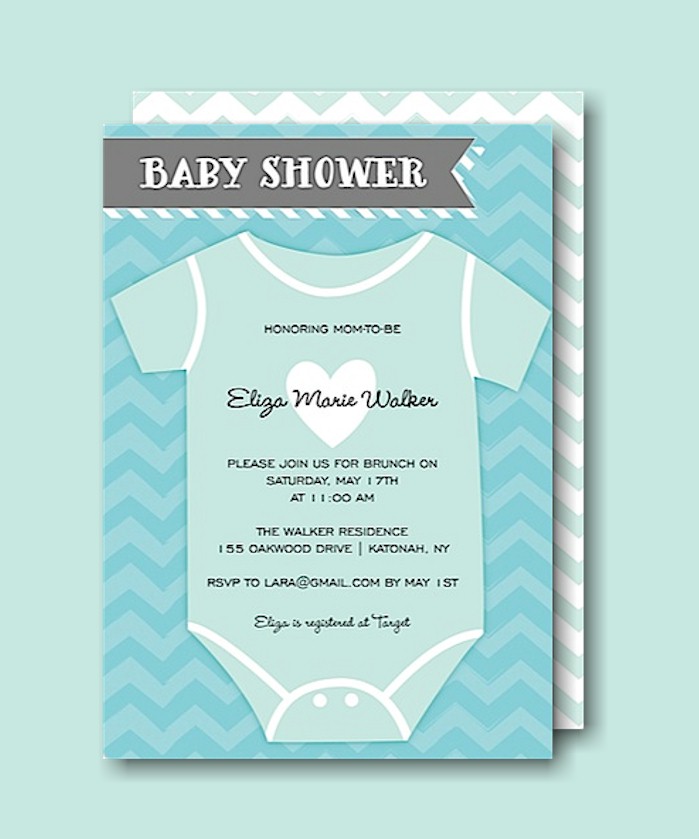 Onesie Baby Mint Baby Shower Invitation