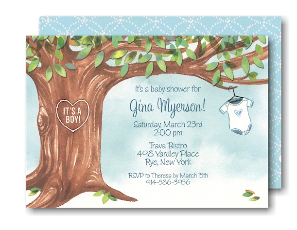 Onesie Tree in Blue Baby Shower Invitation