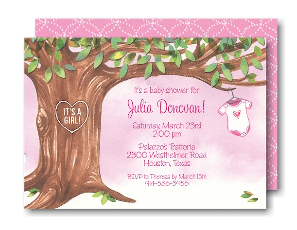 Onesie Tree in Pink Baby Shower Invitation