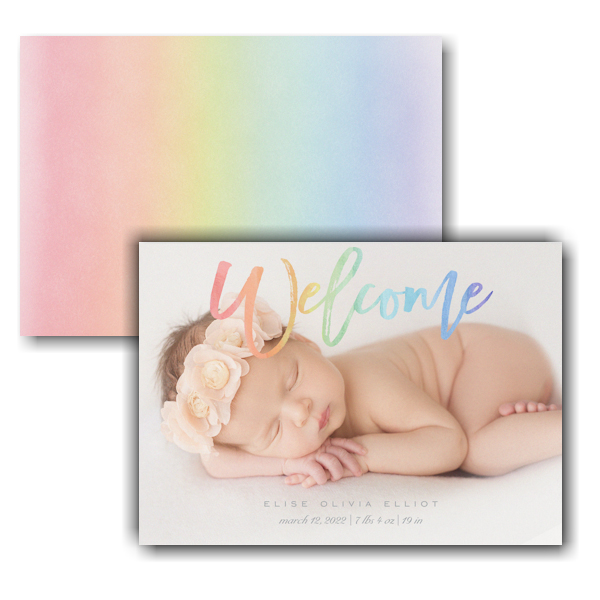 Rainbow Welcome Photo Birth Announcement