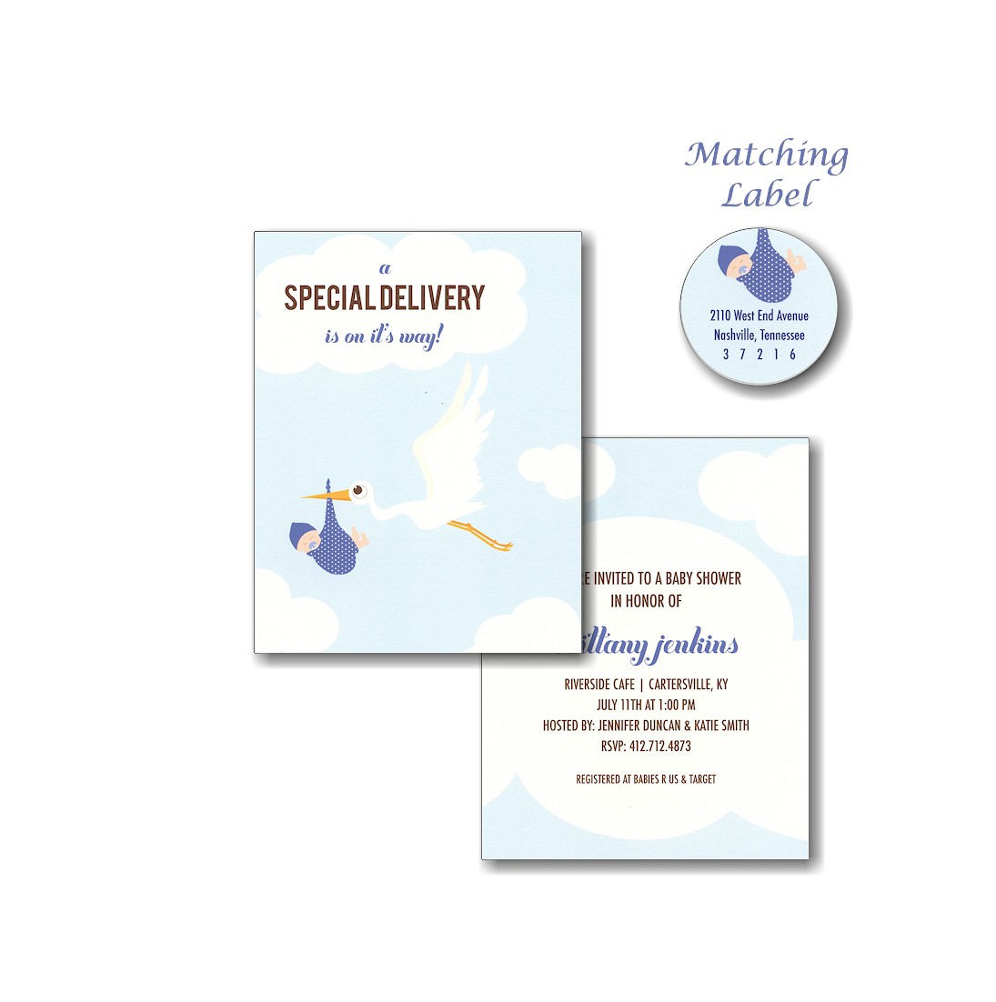 Special Delivery in Blue Baby Shower Invitation