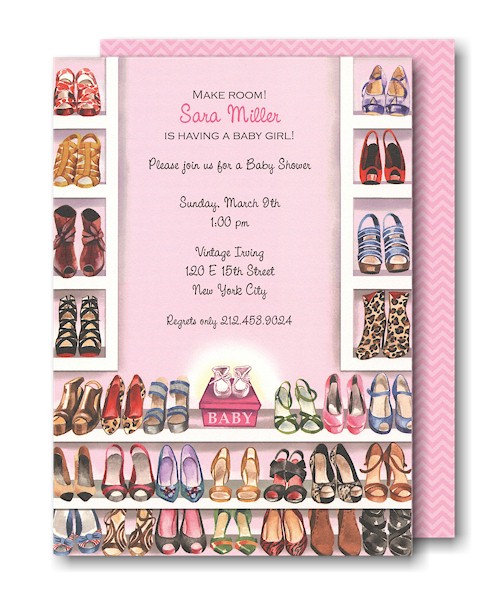 Stylish Shoe Closet Pink Baby Shower Invitation