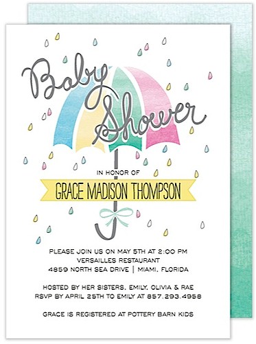 Watercolor Umbrella Baby Shower Invitation